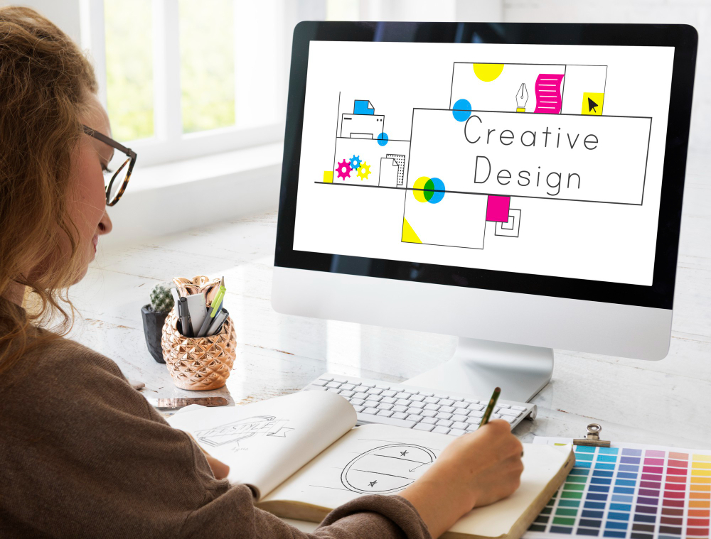 grafisch designer aan het werk